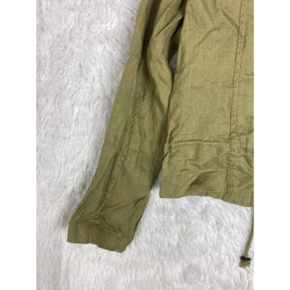 AJ Adrea Jovine Women's Green Linen Snapped Button Zip Up Jacket Size S NWT - Picture 7 of 11